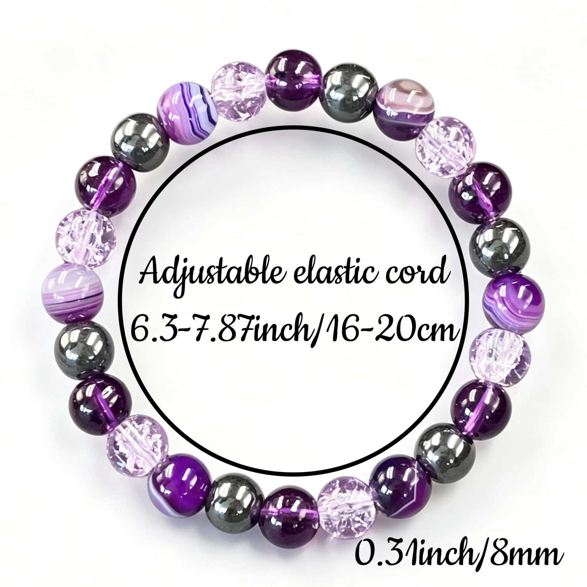 Mixed Purple Beaded Stretch Bracelet, Stackable Gift